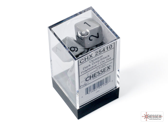 Opaque Dark Grey/black Polyhedral 7-Dice Set