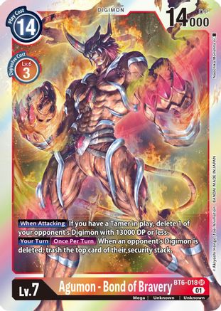 Agumon - Bond of Bravery - Double Diamond - Super Rare - BT6-018 SR