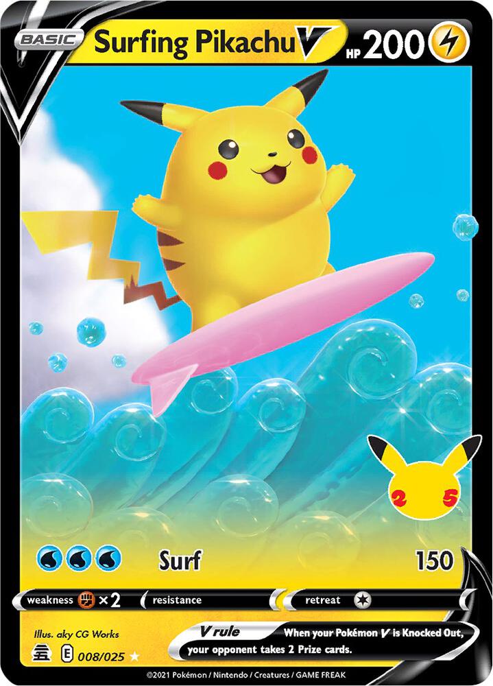 Surfing Pikachu V - Celebrations - Ultra Rare - 008/025