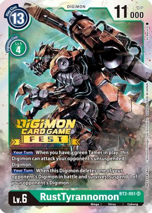RustTyrannomon (Digimon Card Game Fest 2022) - Release Special Booster - Promo - BT2-051 SR
