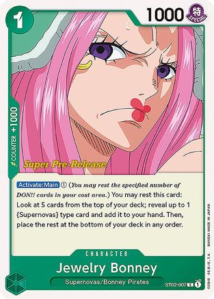 Jewelry Bonney - Super Pre-Release Starter Deck 2: Worst Generation - C - ST02-007