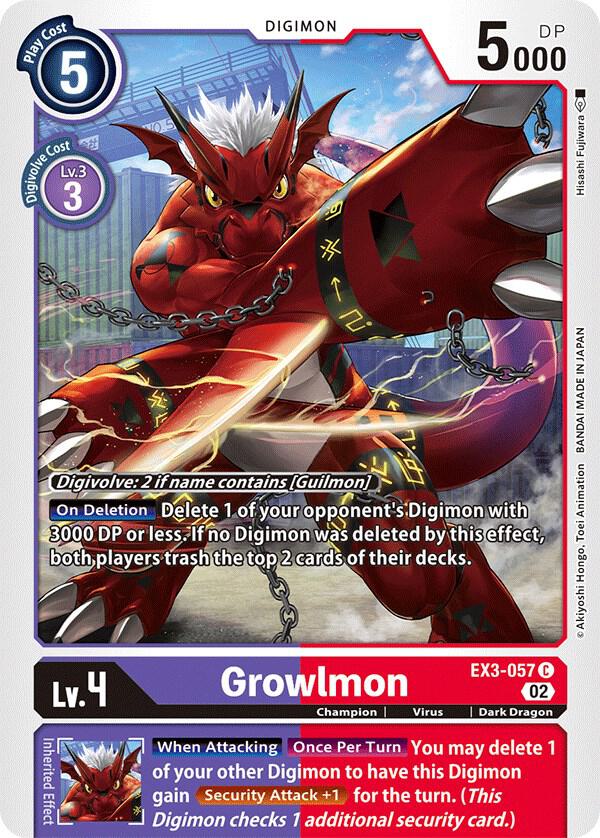 Growlmon - Draconic Roar - Common - EX3-057 C