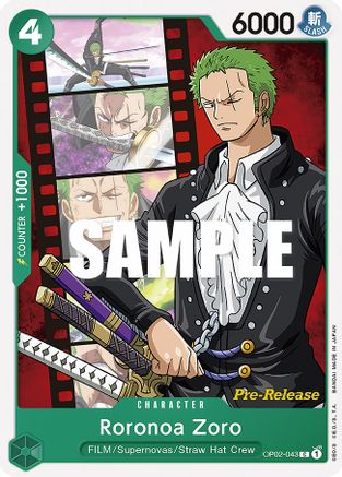 Roronoa Zoro - Paramount War Pre-Release Cards - C - OP02-043