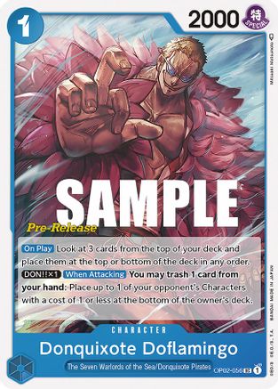 Donquixote Doflamingo - Paramount War Pre-Release Cards - UC - OP02-056