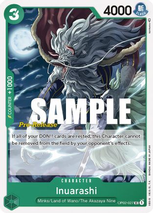 Inuarashi - Paramount War Pre-Release Cards - UC - OP02-027
