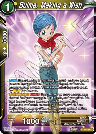 Bulma, Making a Wish - Wild Resurgence - Common - BT21-118