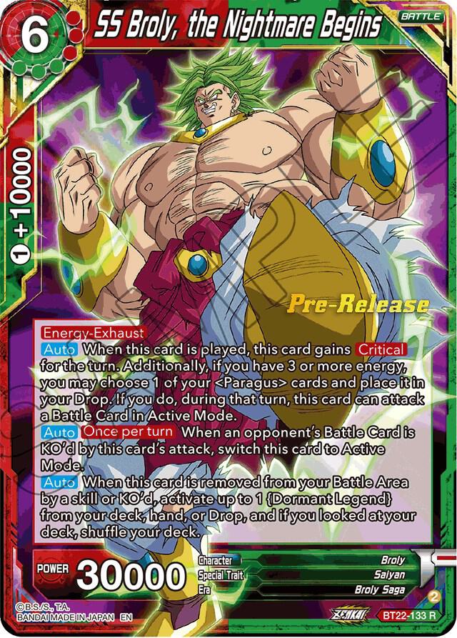 SS Broly, the Nightmare Begins - Critical Blow Pre-Release Cards - Rare - BT22-133