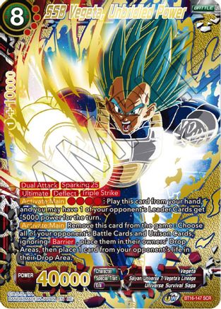 SSB Vegeta, Unbridled Power (Alternate Art) - Expansion Deck Box Set 23: Premium Anniversary Box 2023 - Secret Rare - BT16-147