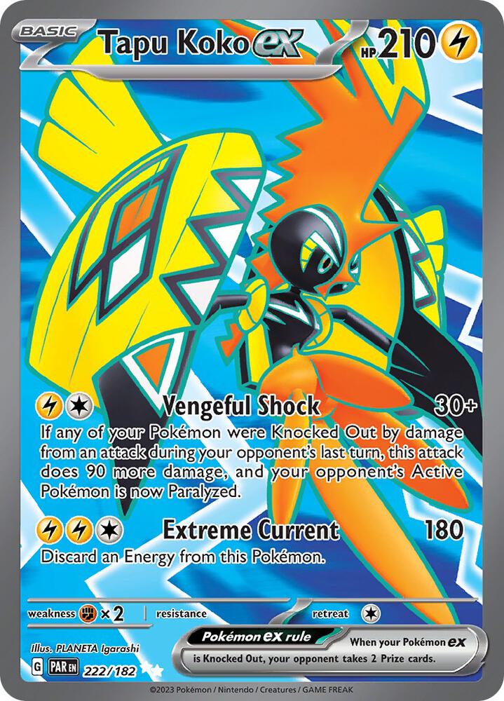Tapu Koko ex - 222/182 - SV04: Paradox Rift - Ultra Rare - 222/182