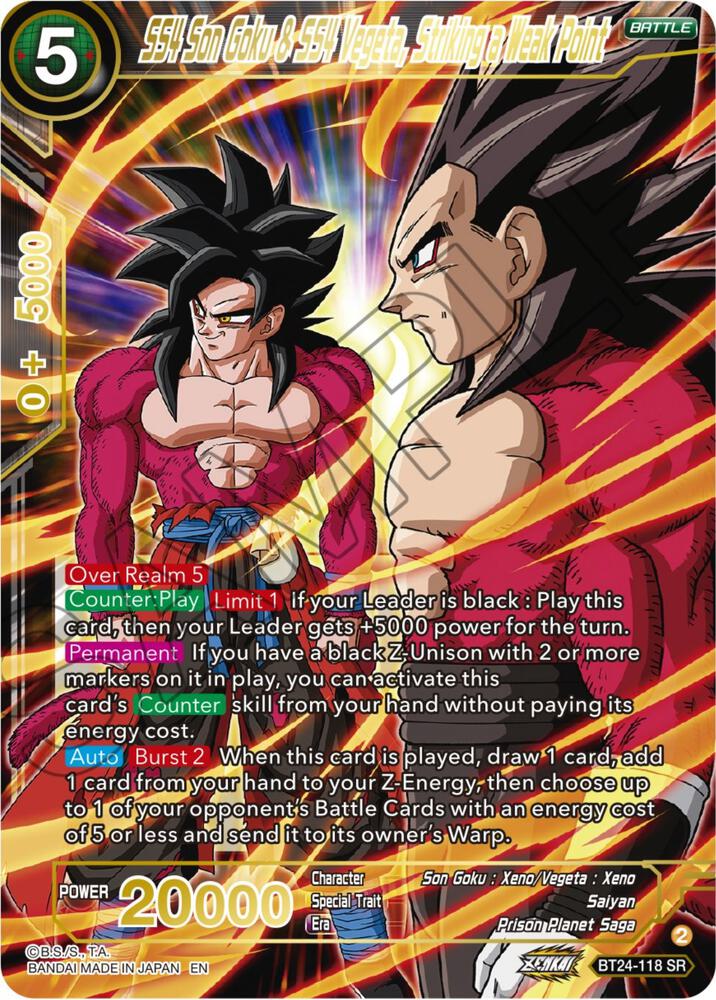 SS4 Son Goku & SS4 Vegeta, Striking a Weak Point - Beyond Generations - Super Rare - BT24-118