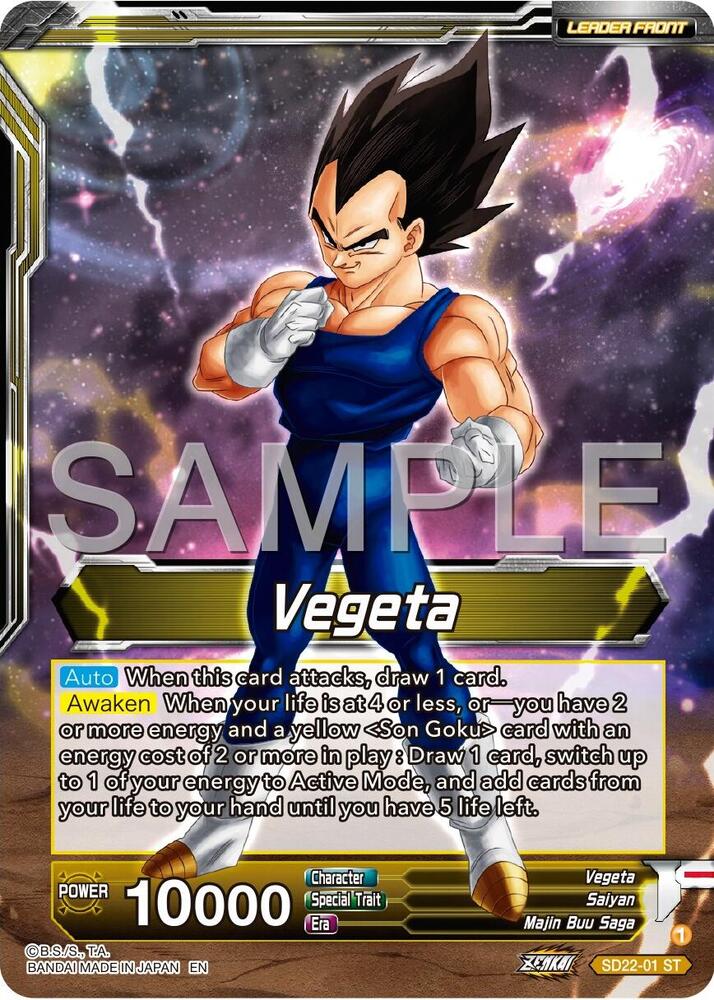 Vegeta // SS Vegeta, Fighting Instincts - Expansion Deck Box Set 24: Premium 7th Anniversary Box 2024 - Special Leader Rare - SD22-01