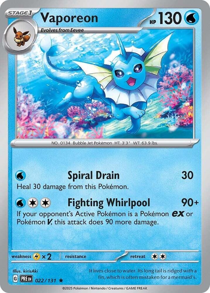 Vaporeon - SV: Prismatic Evolutions - Rare - 022/131