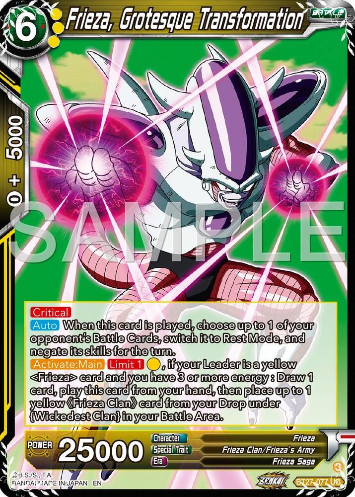 Frieza, Grotesque Transfornation - History of Z - Uncommon - BT27-077