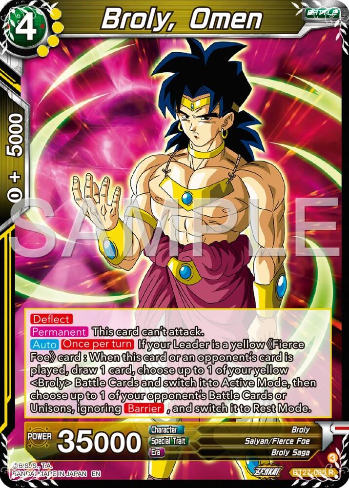 Broly, Omen - History of Z - Rare - BT27-085