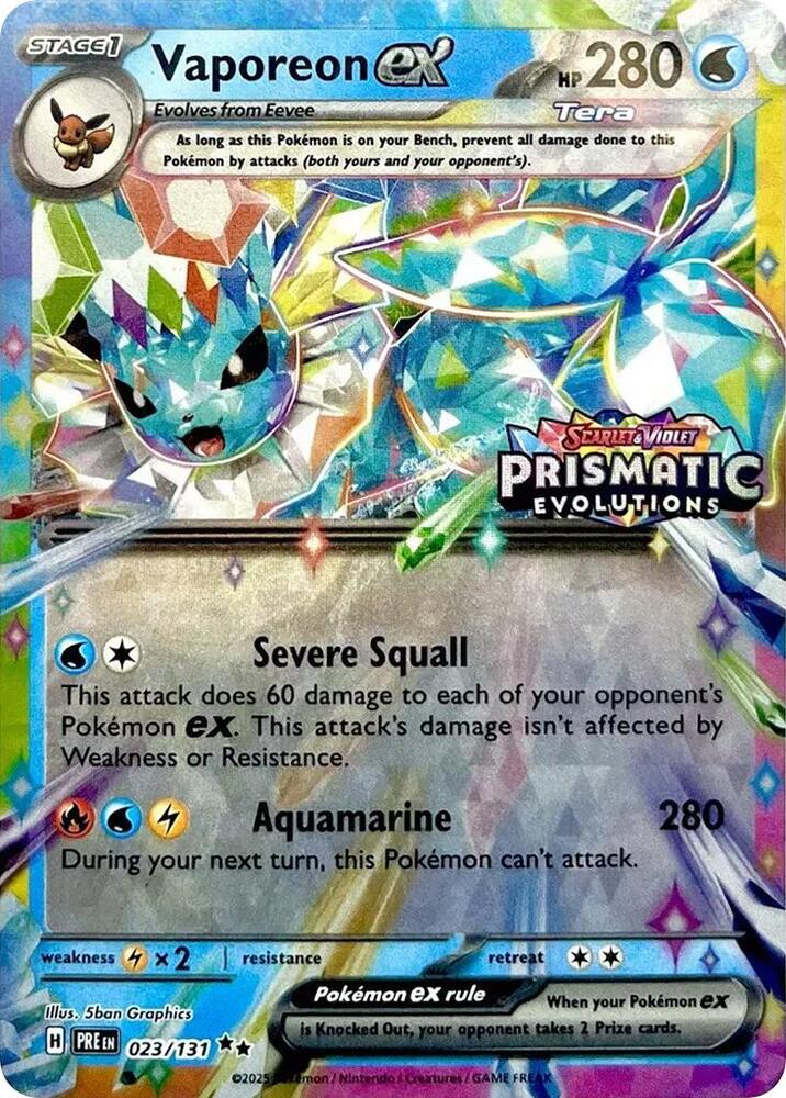 Vaporeon ex - 023/131 (Prismatic Evolutions Stamp) - Miscellaneous Cards & Products - Promo - 023/131