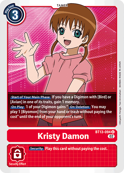 Kristy Damon - Versus Royal Knight Booster - Uncommon - BT13-094 U