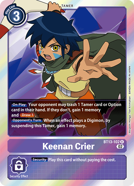 Keenan Crier - Versus Royal Knight Booster - Rare - BT13-102 R