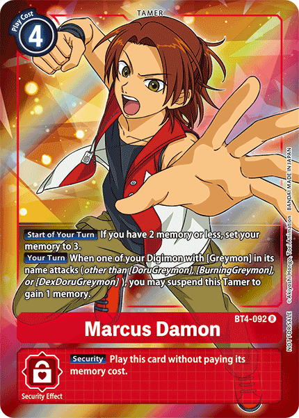 Marcus Damon (Box Topper) - Great Legend - Rare - BT4-092 R