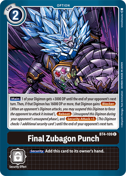 Final Zubagon Punch - Great Legend - Common - BT4-109 C