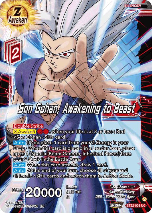 Son Gohan, Awakening to Beast - Critical Blow - Uncommon - BT22-003