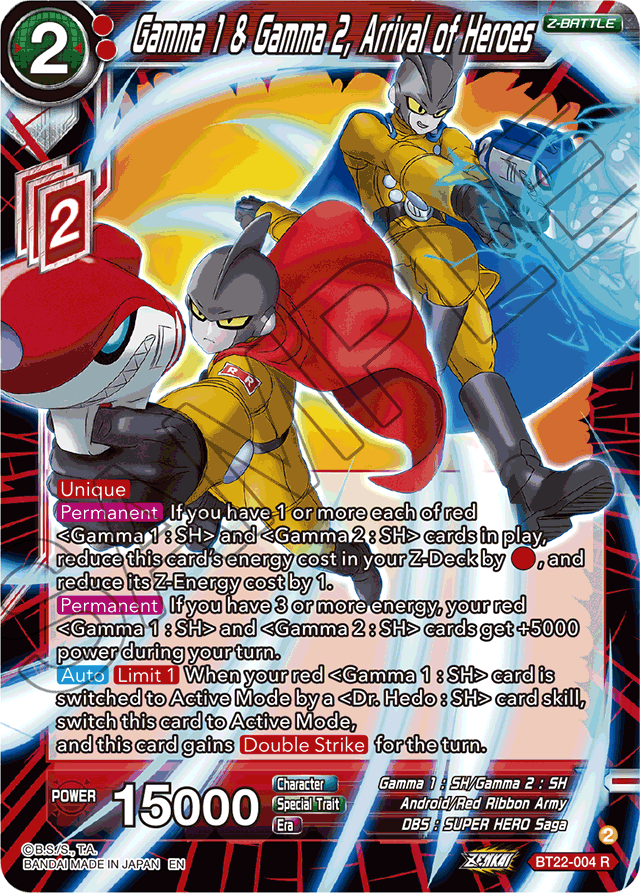 Gamma 1 & Gamma 2, Arrival of Heroes - Critical Blow - Rare - BT22-004