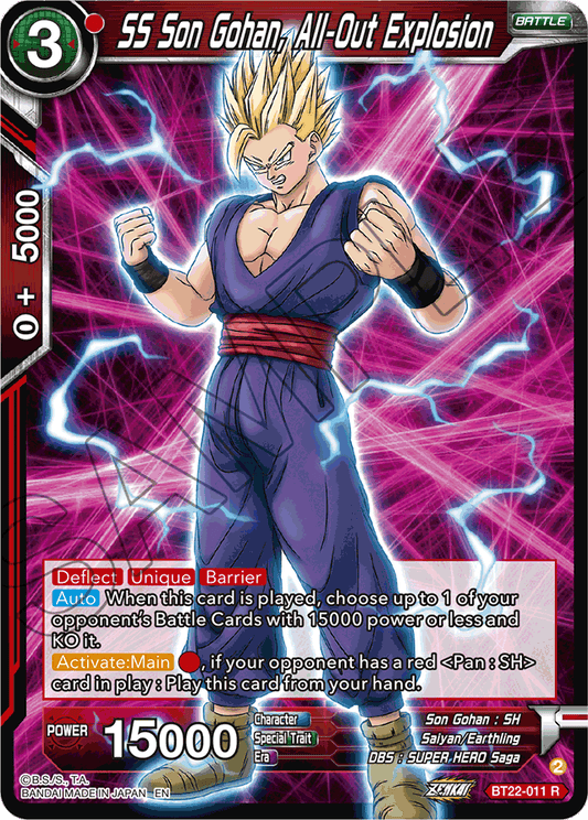 SS Son Gohan, All-Out Explosion - Critical Blow - Rare - BT22-011