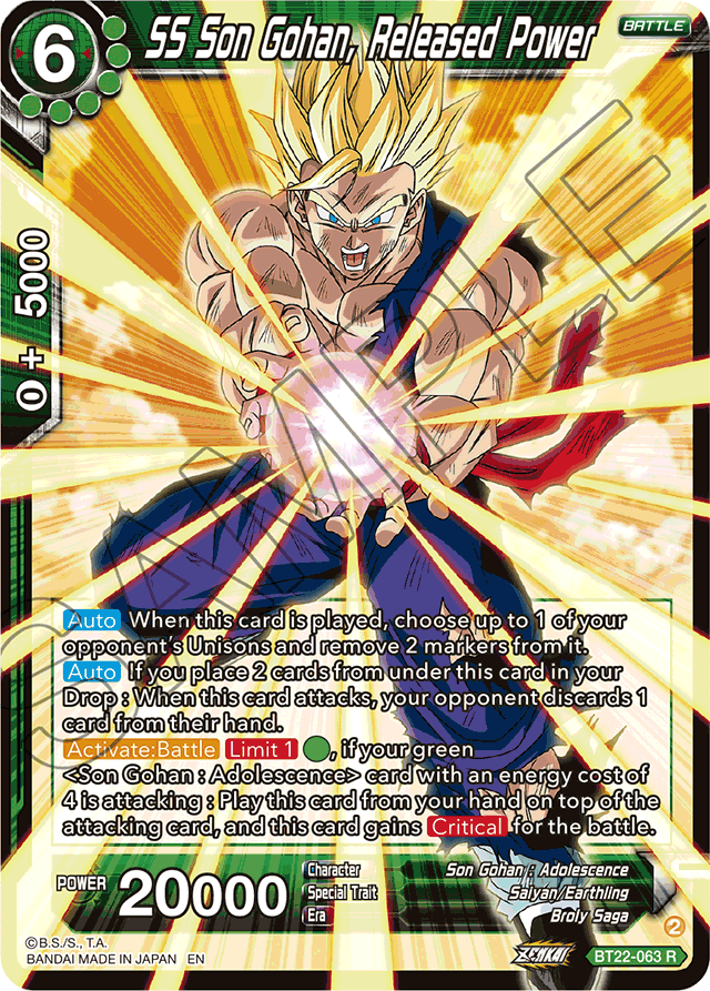 SS Son Gohan, Released Power - Critical Blow - Rare - BT22-063
