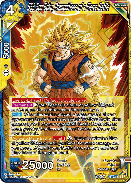 SS3 Son Goku, Premonitions of a Fierce Battle - Critical Blow - Super Rare - BT22-135