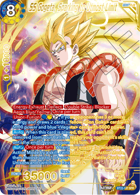 SS Gogeta, Sparking to Utmost Limit (SPR) - Critical Blow - Special Rare - BT22-137