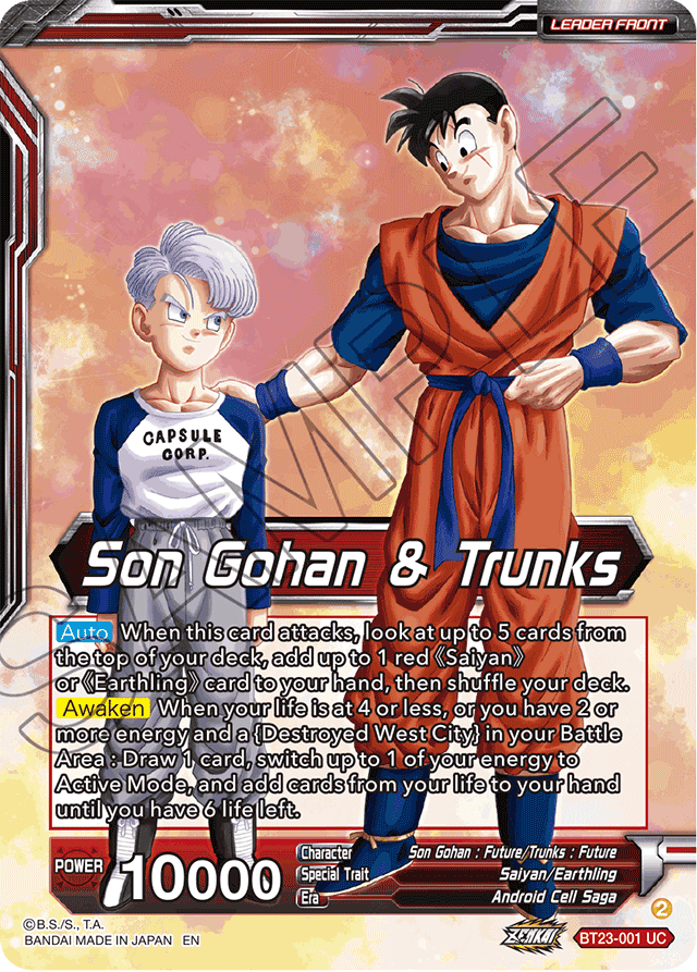Son Gohan & Trunks // SS Son Gohan & Trunks, Warriors Meeting a Challenge - Perfect Combination - Uncommon - BT23-001