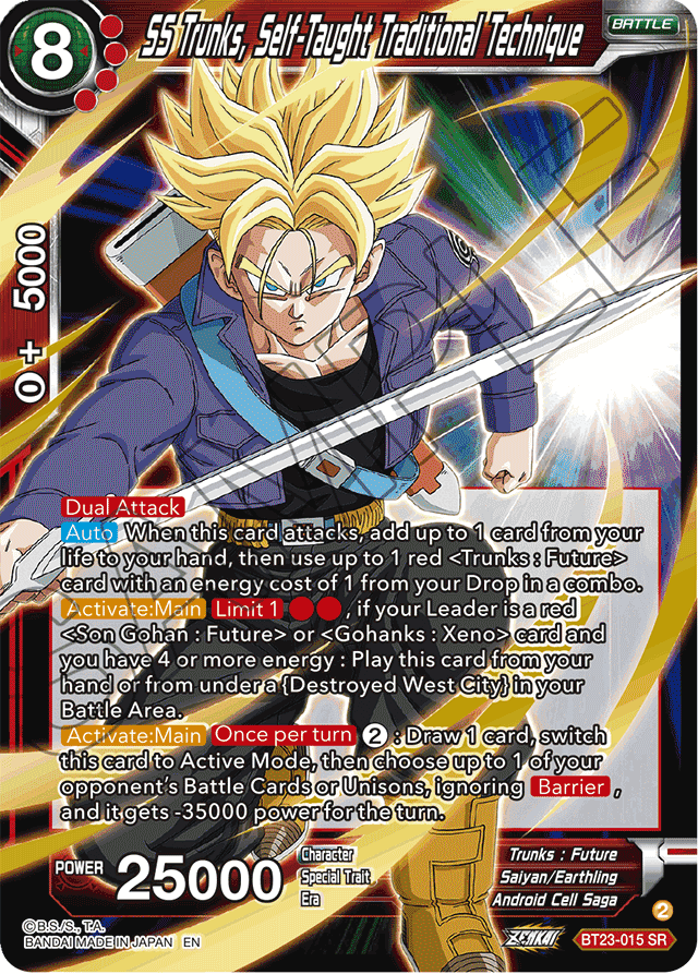 SS Trunks, Self-Taught Traditional Technique - Perfect Combination - Super Rare - BT23-015