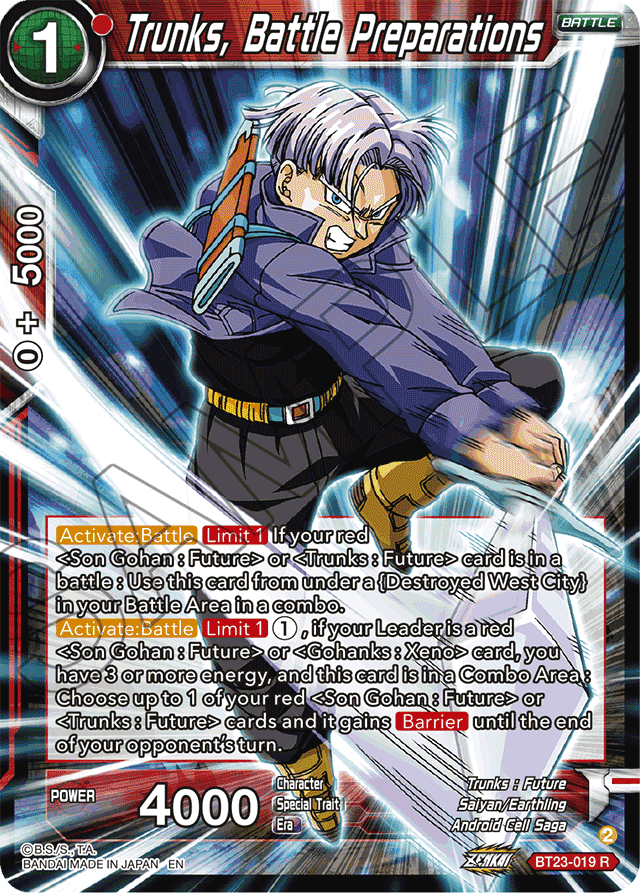 Trunks, Battle Preparations - Perfect Combination - Rare - BT23-019