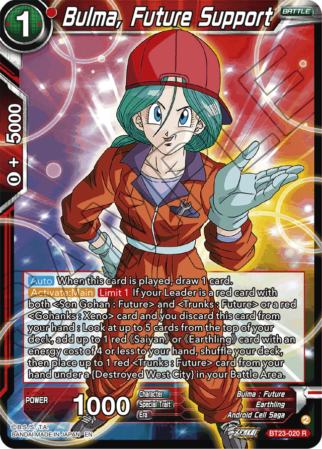 Bulma, Future Support - Perfect Combination - Rare - BT23-020