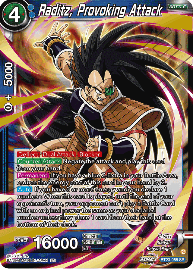 Raditz, Provoking Attack - Perfect Combination - Super Rare - BT23-055