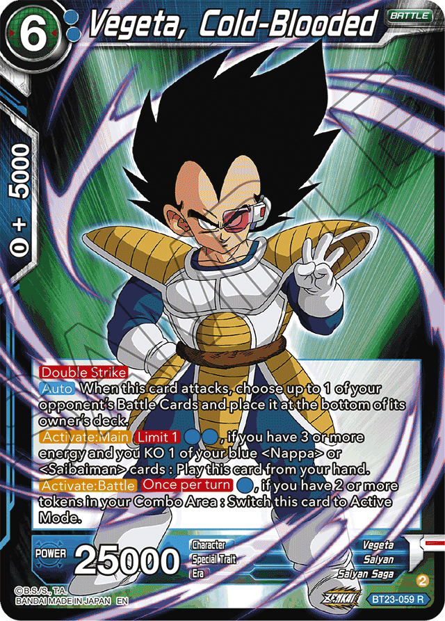 Vegeta, Cold-Blooded - Perfect Combination - Rare - BT23-059