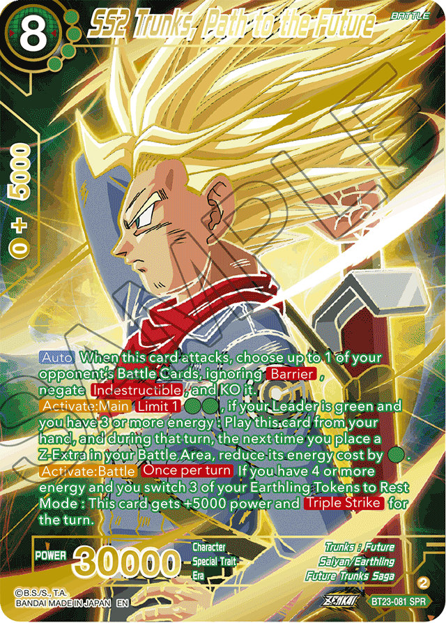 SS2 Trunks, Path to the Future (SPR) - Perfect Combination - Special Rare - BT23-081