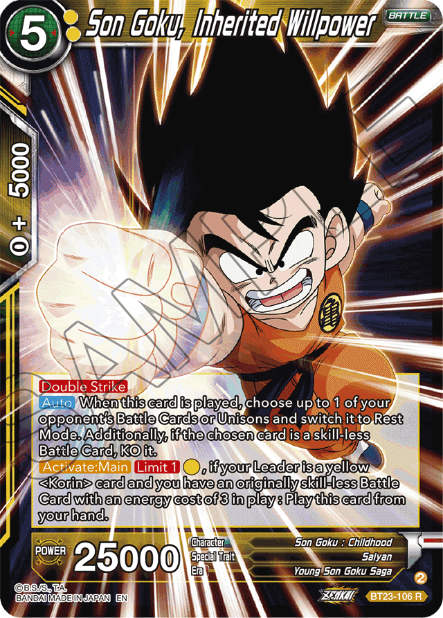 Son Goku, Inherited Willpower - Perfect Combination - Rare - BT23-106