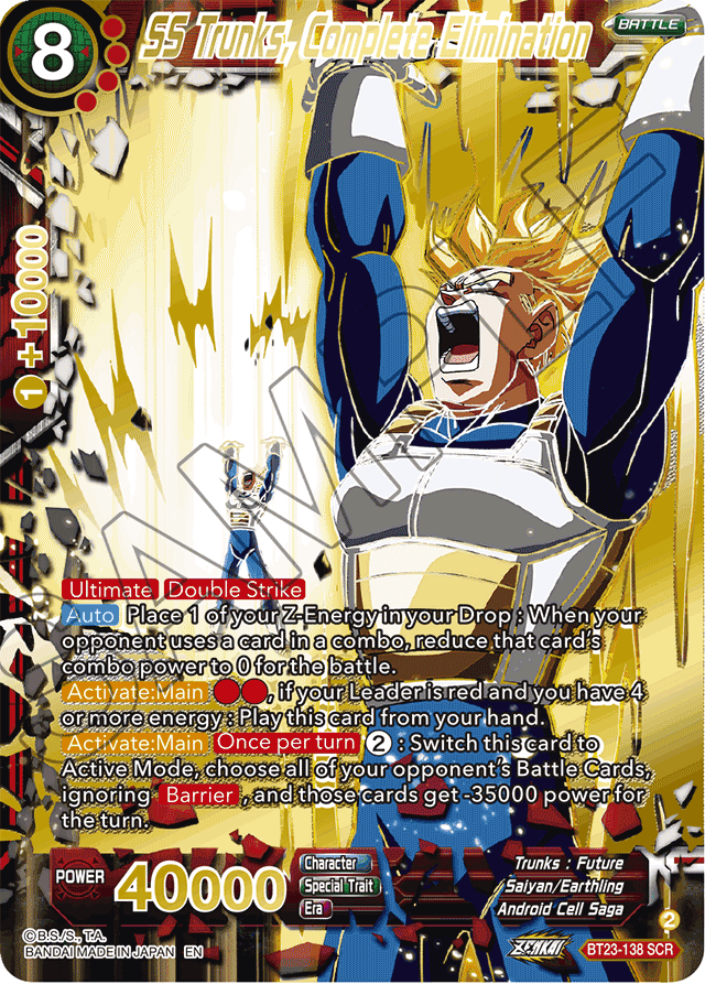 SS Trunks, Complete Elimination - Perfect Combination - Secret Rare - BT23-138