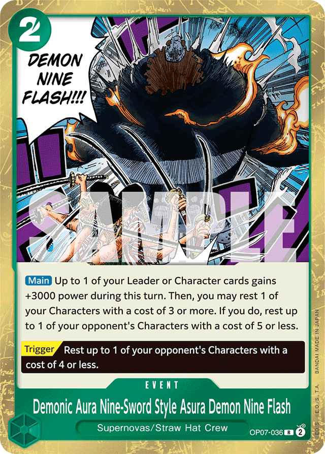 Demonic Aura Nine-Sword Style Asura Demon Nine Flash - 500 Years in the Future - R - OP07-036