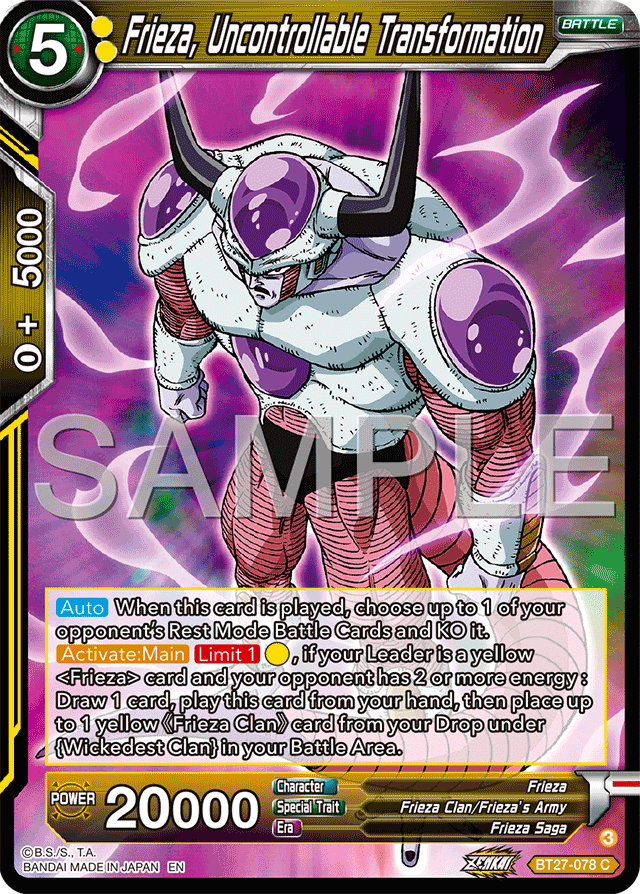 Frieza, Uncontrollable Transformation - History of Z - Common - BT27-078
