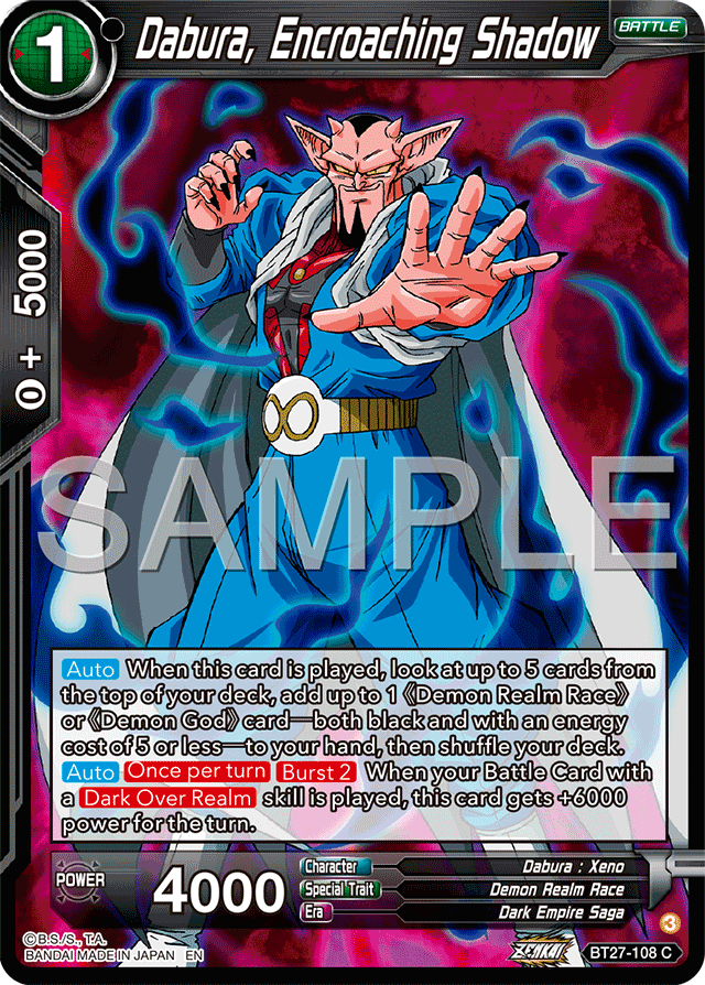 Dabura, Encroaching Shadow - History of Z - Common - BT27-108