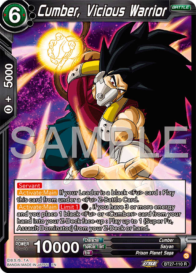 Cumber, Vicious Warrior - History of Z - Rare - BT27-110