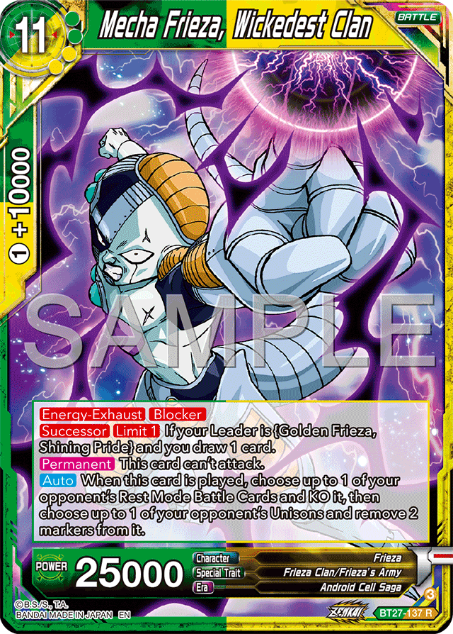 Mecha Frieza, Wickedest Clan - History of Z - Rare - BT27-137