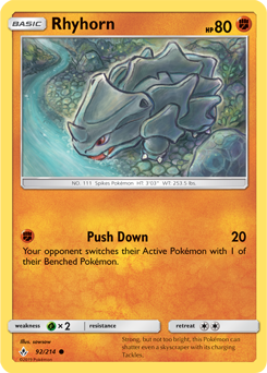 Rhyhorn (92) - SM - Unbroken Bonds - Common - 92