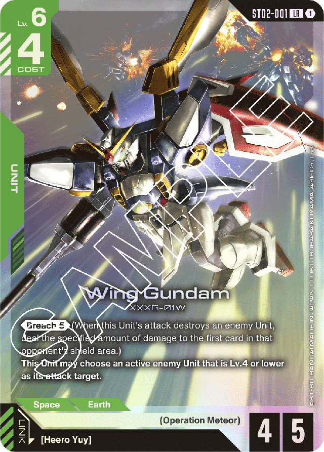 Wing Gundam - Starter Deck 02: Wings of Advance - Legend Rare - ST02-001