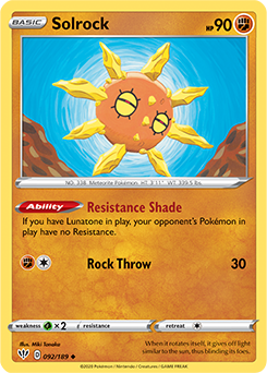 Solrock - SWSH03: Darkness Ablaze - Uncommon - 092/189