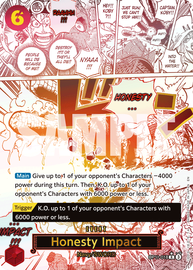 Honesty Impact (Alternate Art) - A Fist of Divine Speed - R - OP11-018