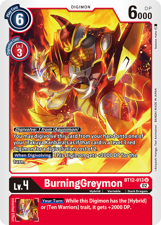 BurningGreymon - Across Time - Uncommon - BT12-013 U