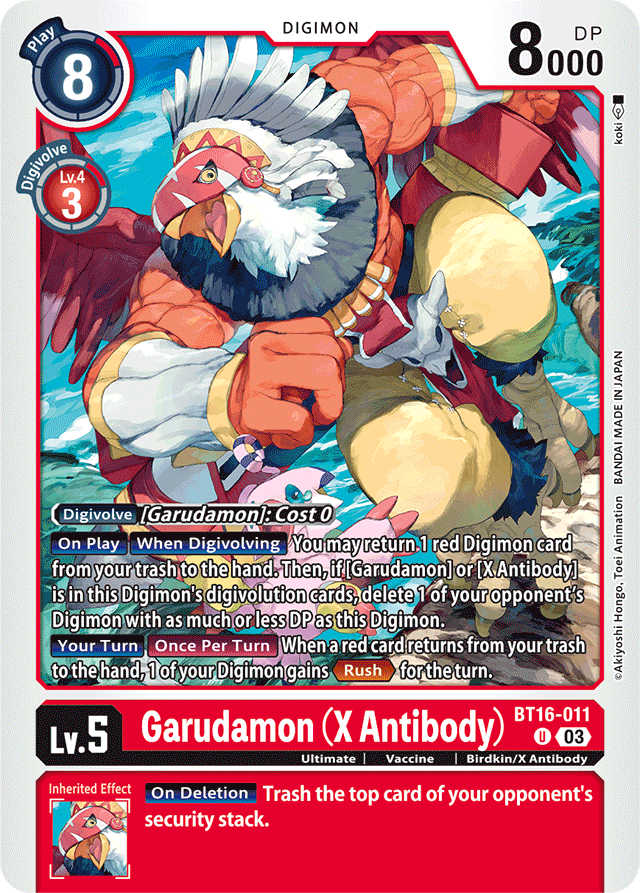 Garudamon (X Antibody) - Beginning Observer - Uncommon - BT16-011 U