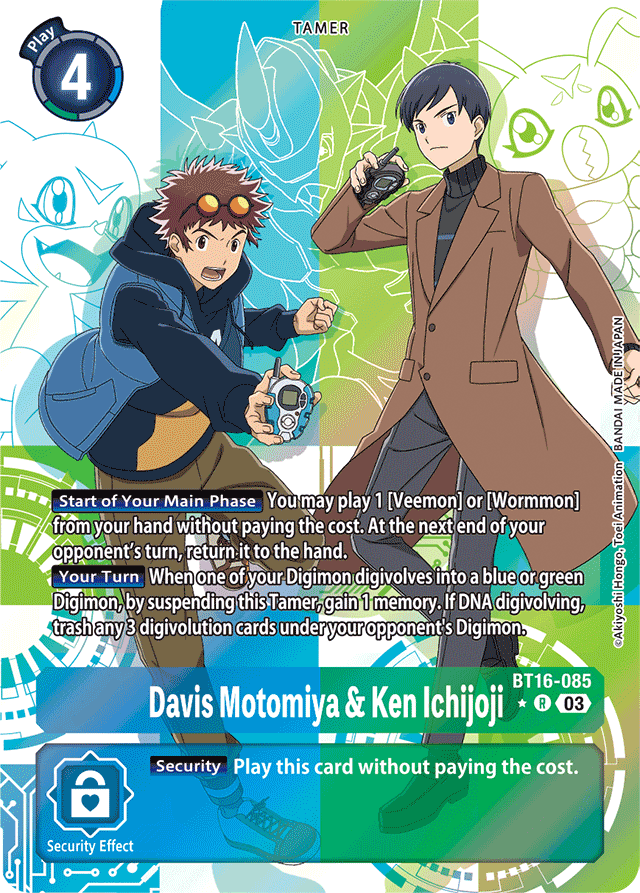 Davis Motomiya & Ken Ichijoji (Alternate Art) - Beginning Observer - Rare - BT16-085 R